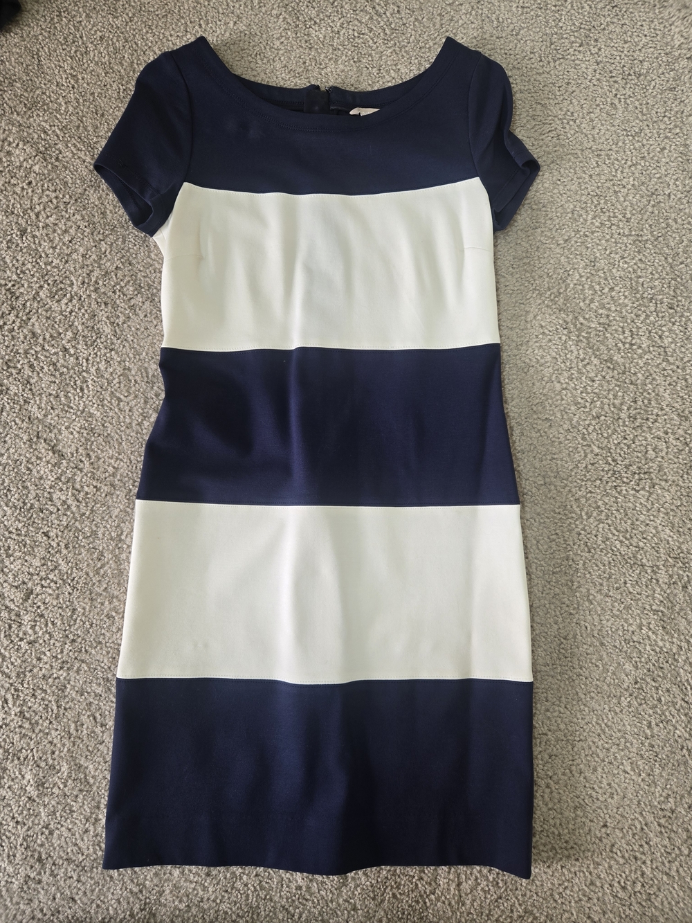 Banana Republic Navy and White Block Stripe Cap-Sleeve Sheath Dress Size 2P